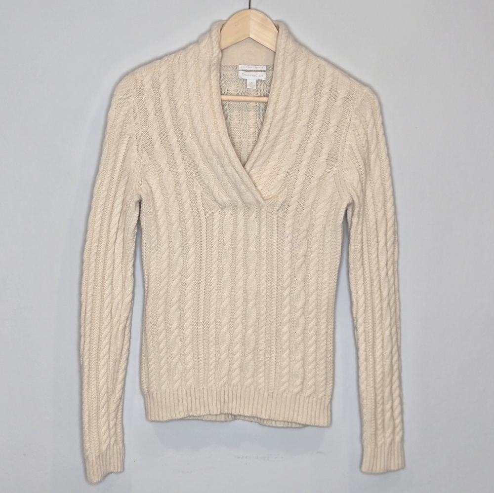 Charter Club Double Play Cashmere Cable Knit Sweater Size M - Picture 4 of 4